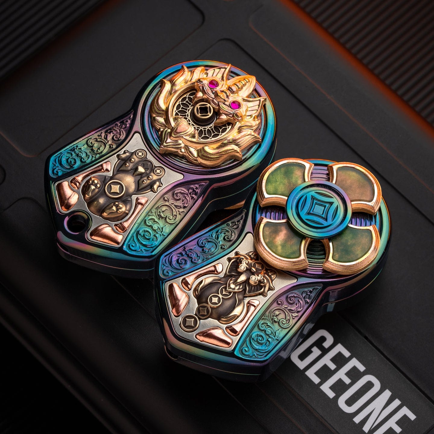 CHIMAGO Fidget Slider Garuda Slider Oil Slick Zirconium+African Jade