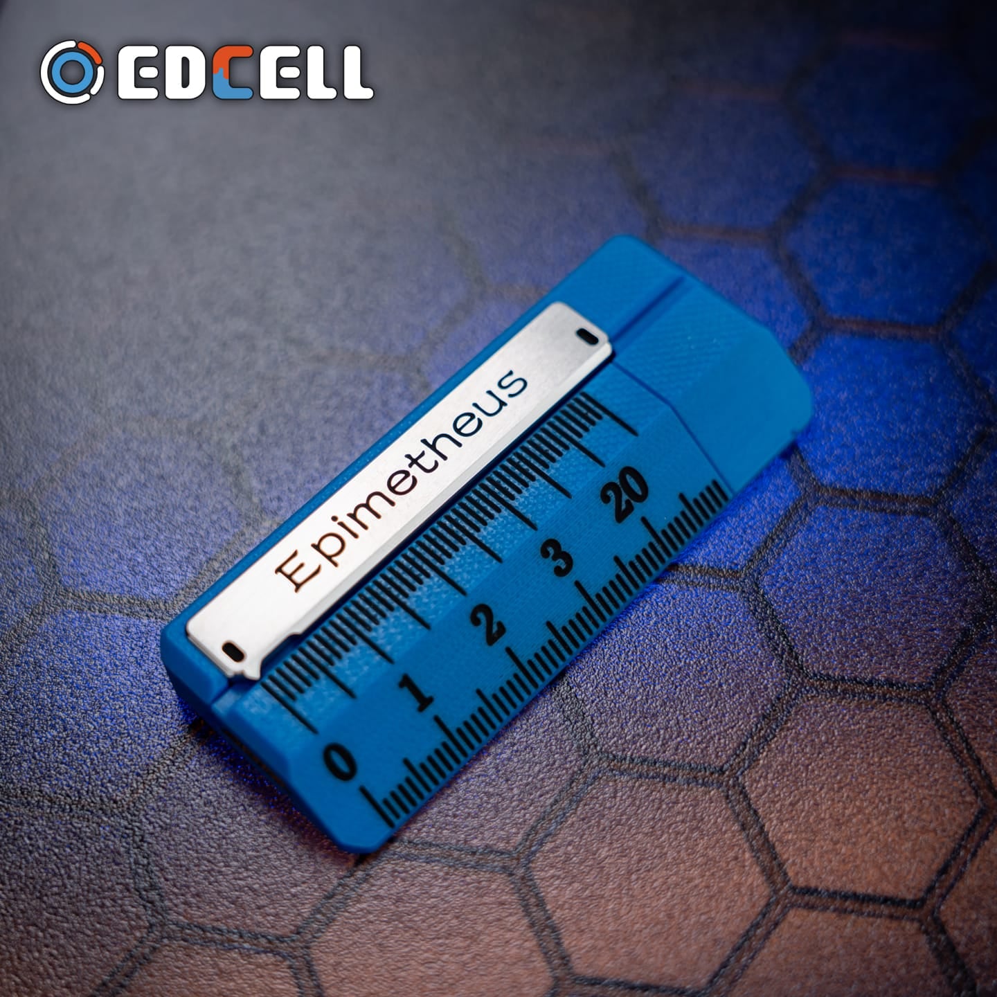 EDCELL Fidget Slider Quirky Ruler G10 blue + Stainless Steel