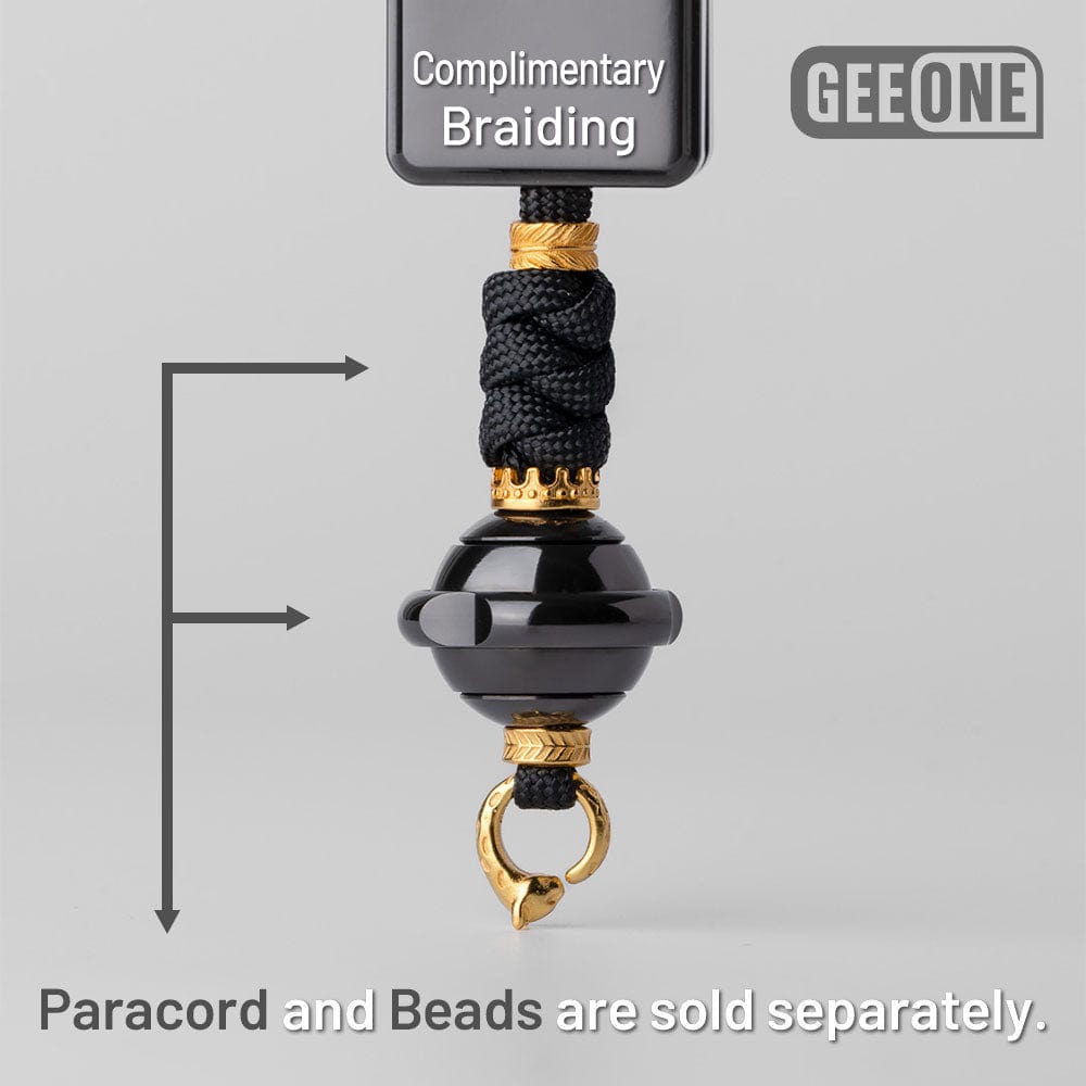 GEEONE Accessories Paracord Bead Braiding Service Complimentary Braiding / Flat Crown Gold-Plated Sterling Silver Kit