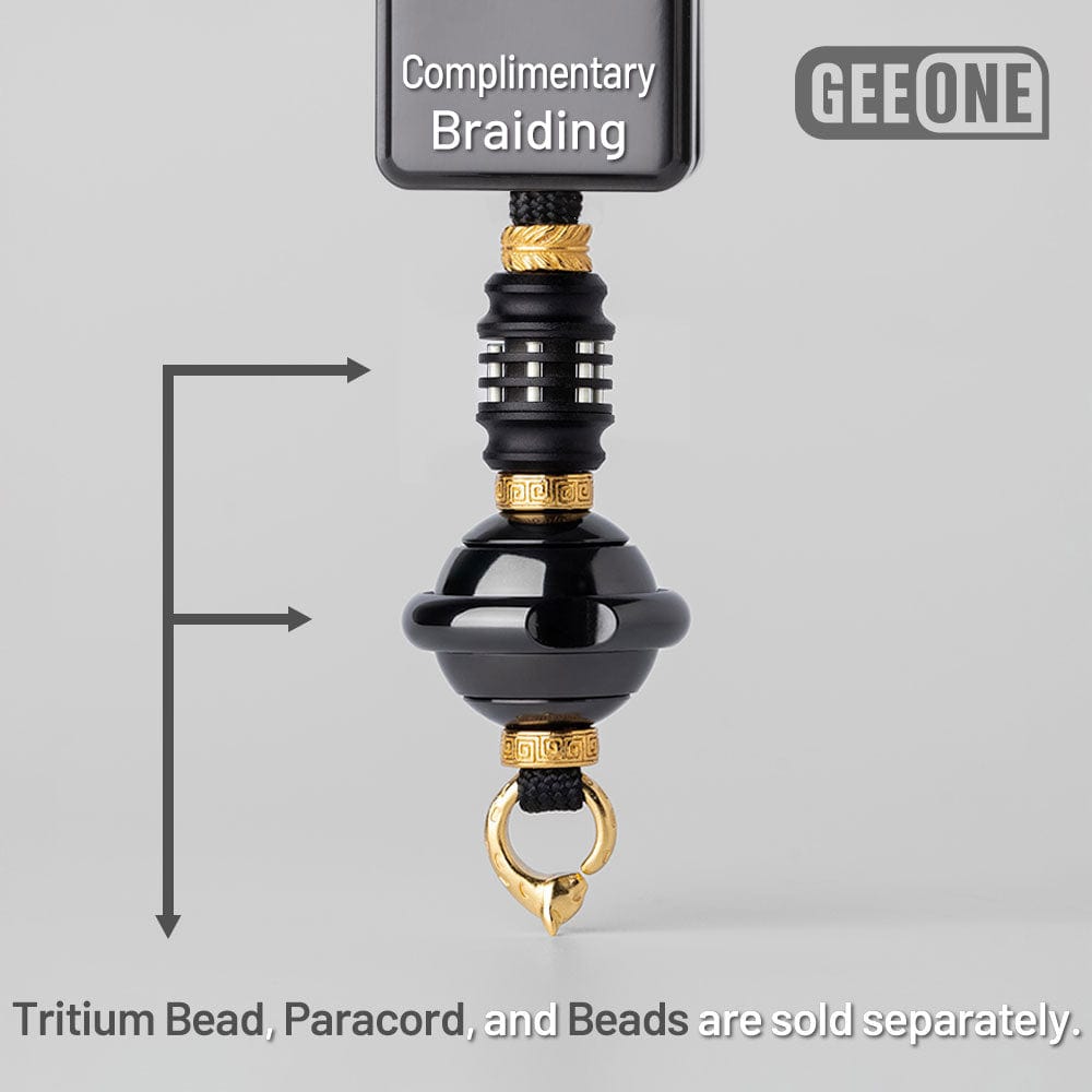 GEEONE Accessories Paracord Bead Braiding Service Complimentary Braiding / Tritium Bead Gold-Plated Sterling Silver Kit