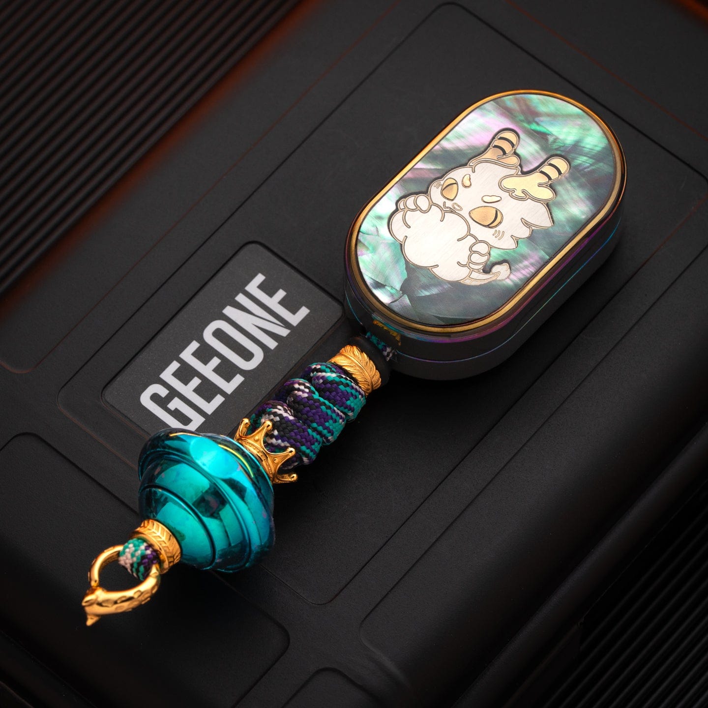 HE EDC Fidget Slider Ling Yun 3.0 Set / Ling Yun Oil Slick Zirconium-purple shell+Planet braiding-crystal jade kit