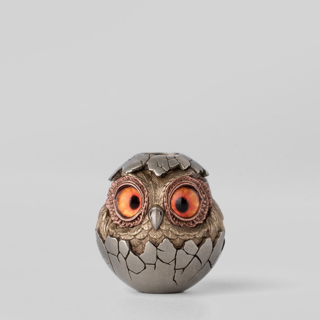 HERO Pendants Owl (eggshell) Lanyard Bead Brass+Cupronickel (orange eyes)