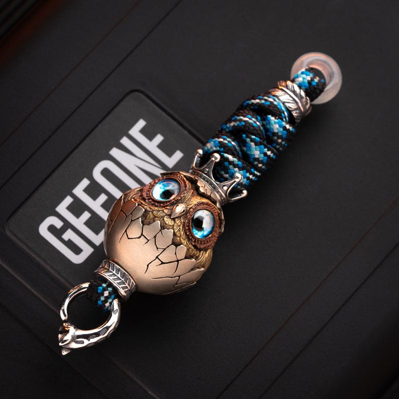 HERO Pendants Owl Lanyard Bead Cupronickel+Copper (blue eyes) braiding kit