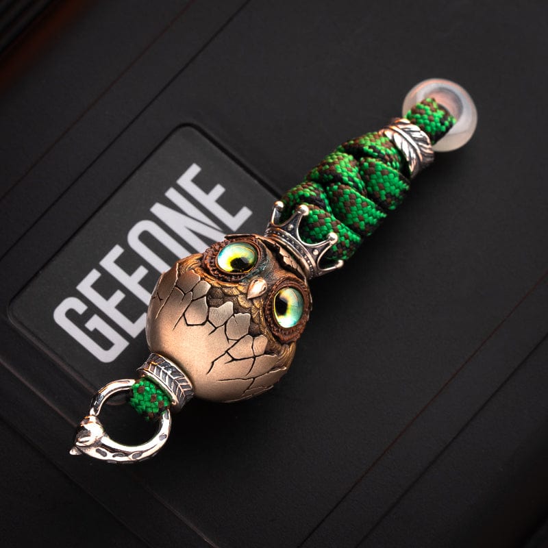 HERO Pendants Owl Lanyard Bead Cupronickel+Copper (green eyes) braiding kit