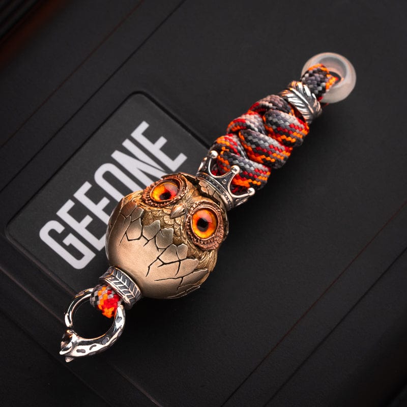 HERO Pendants Owl Lanyard Bead Cupronickel+Copper (orange eyes) braiding kit