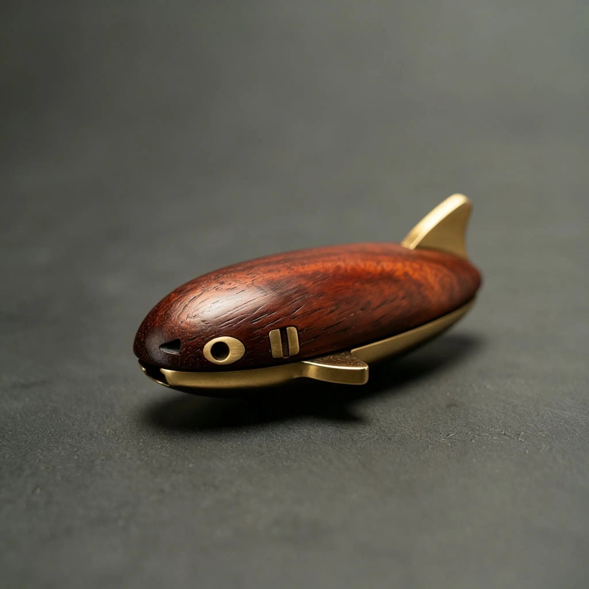 HF EDC Fidget Slider Red Bean Shark Padauk Blackwood + Brass (max)