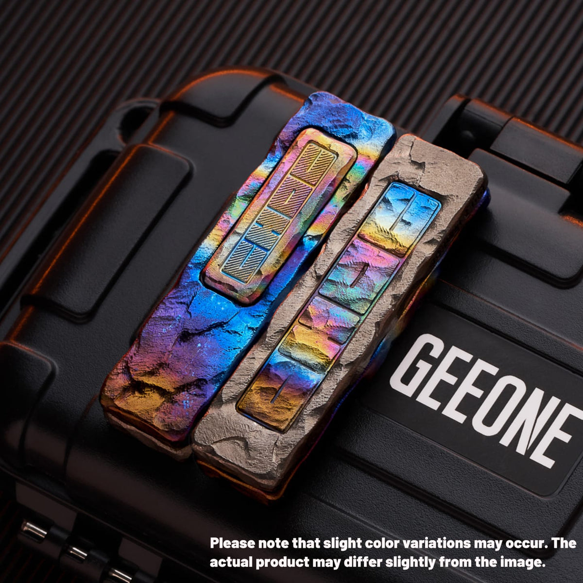 LAUTIE 只禁优惠代码 “Choc” Mechanical Slider Choc (Custom Engraved Version) / Titanium blue+SS - Stone Texture Engraving