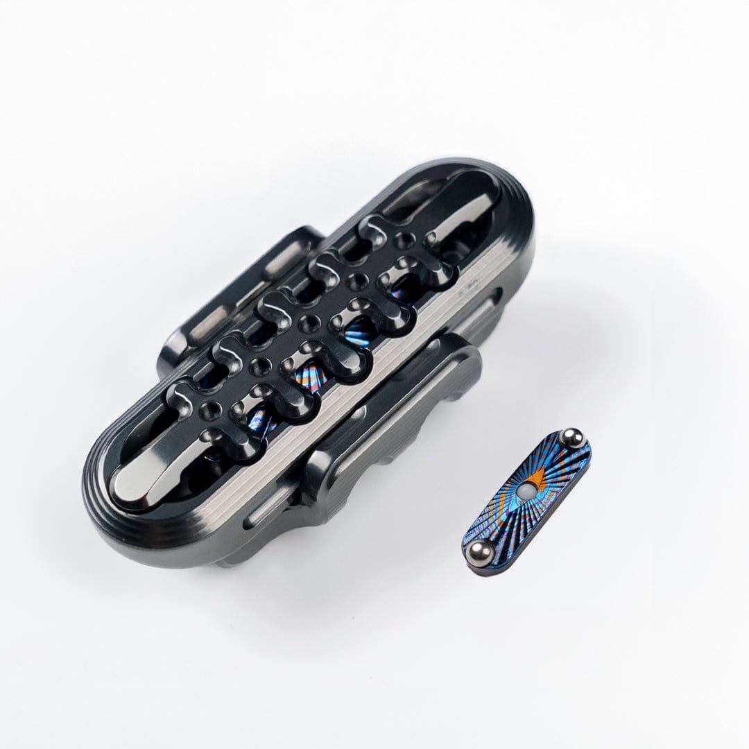 WANWU Fidget Slider EXOSKELETON Polished Zirconium+Mokuti magnetic core (ships on 70 days)