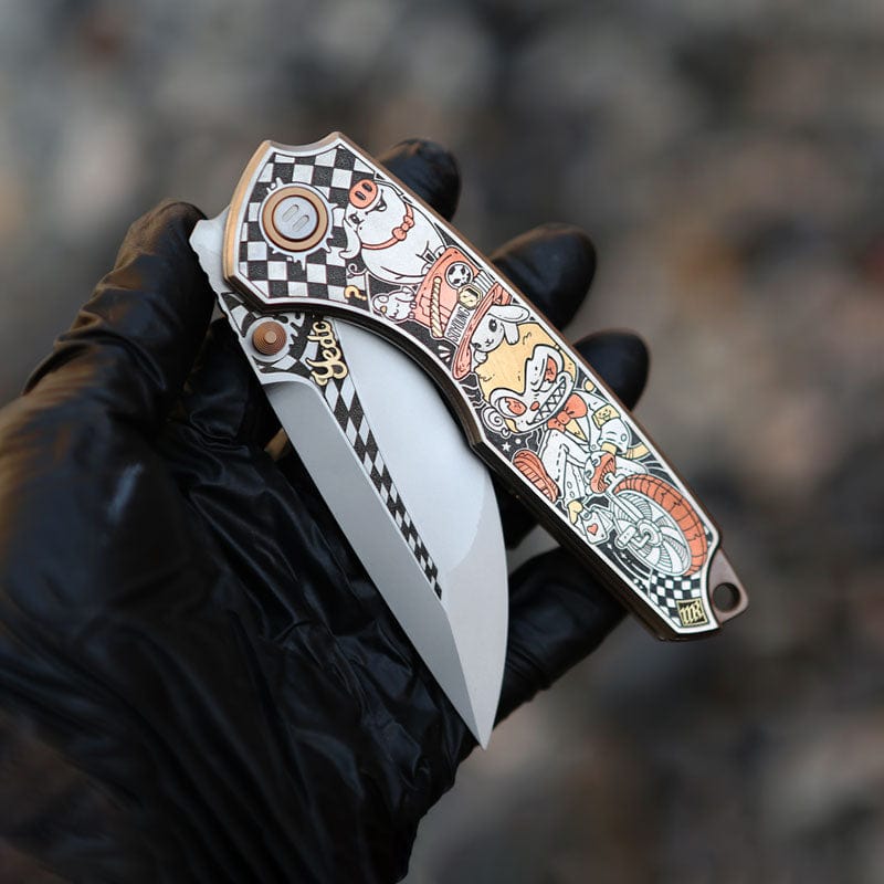YEDC Multi Tool HAI YA Knife Carnival-M390 blade+Ti/Engraved inlay (ships on Feb.28)
