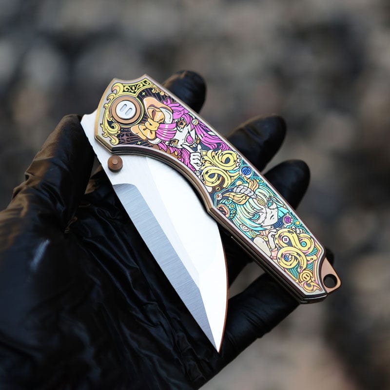YEDC Multi Tool HAI YA Knife Poker-M390 blade+Ti/Laser coloring (ships on Feb.28)