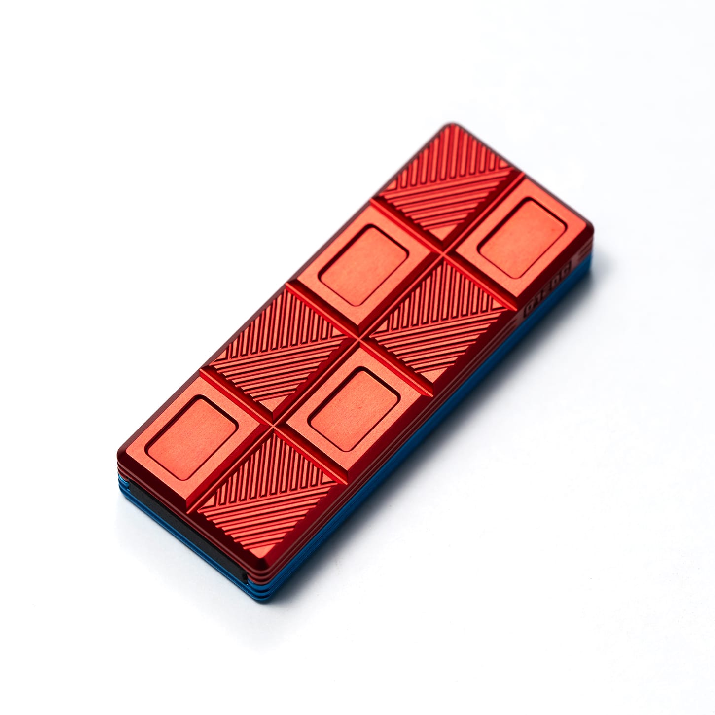 01EDC Fidget Slider Wafer Biscuit 2.0-Chocolate Aluminum-Red+Blue (ships in 7 days)
