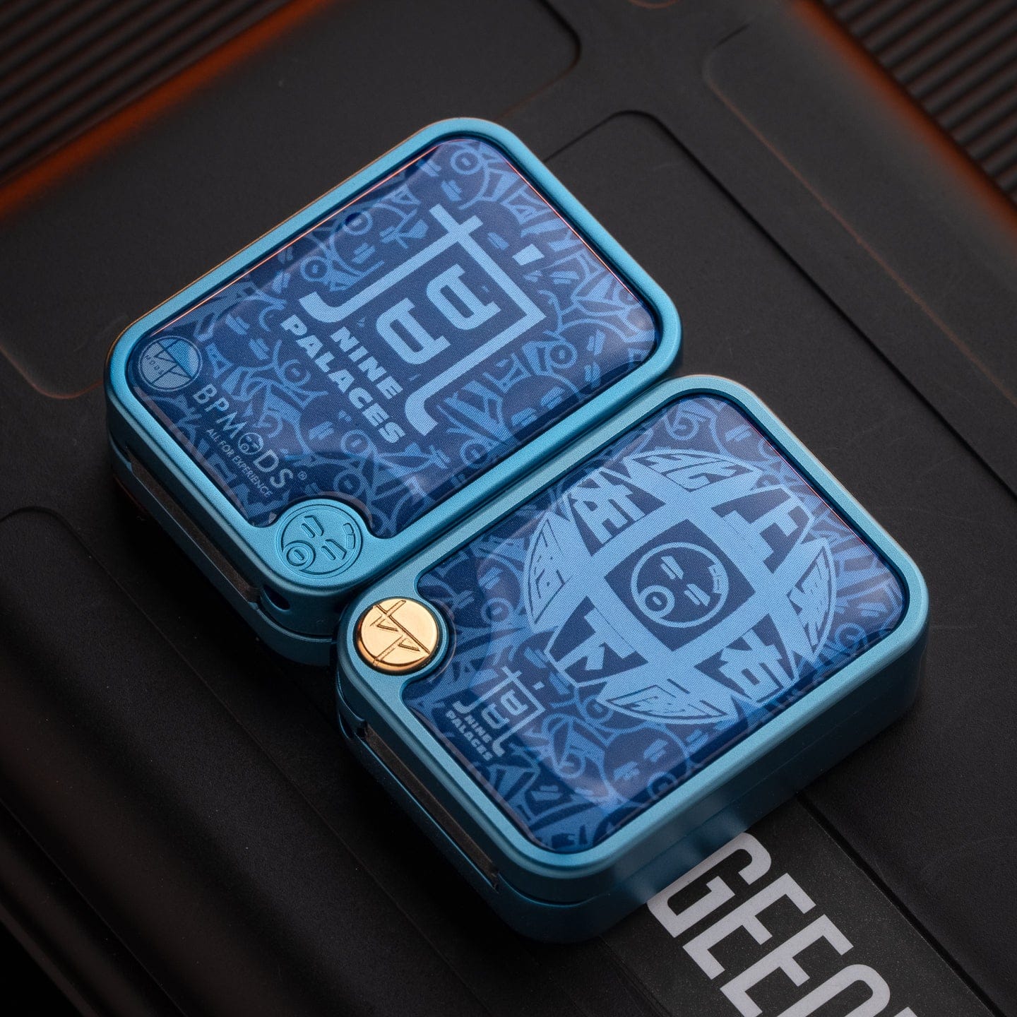 Bpmods Fidget Slider Nine-grid Mechanical Slider (direct push) Blasted Stainless Steel-blue