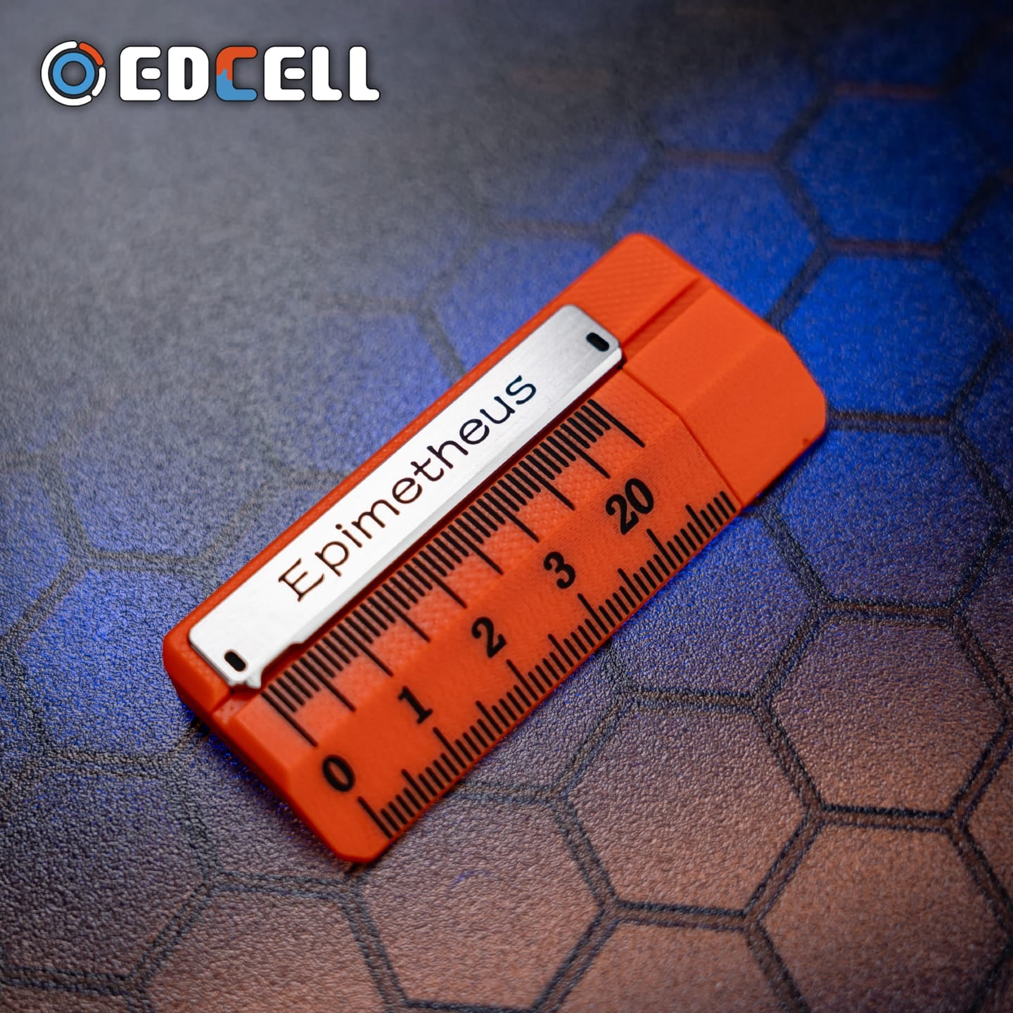 EDCELL Fidget Slider Quirky Ruler G10 orange + Stainless Steel