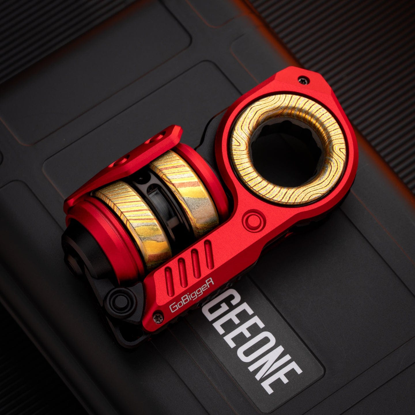 GoBiggeR Fidget Slider Sinian Lite (Youth Edition) Sinian (DIY version) / Aluminum black&red + Titanium rotor + Pickling Mokume (4parts)