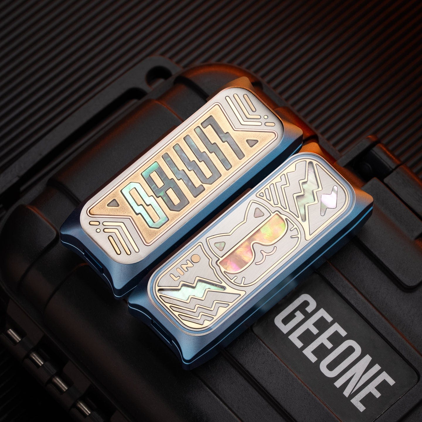 LINO EDC Fidget Slider LIMBO Mechanical Slider Titanium blue-coating