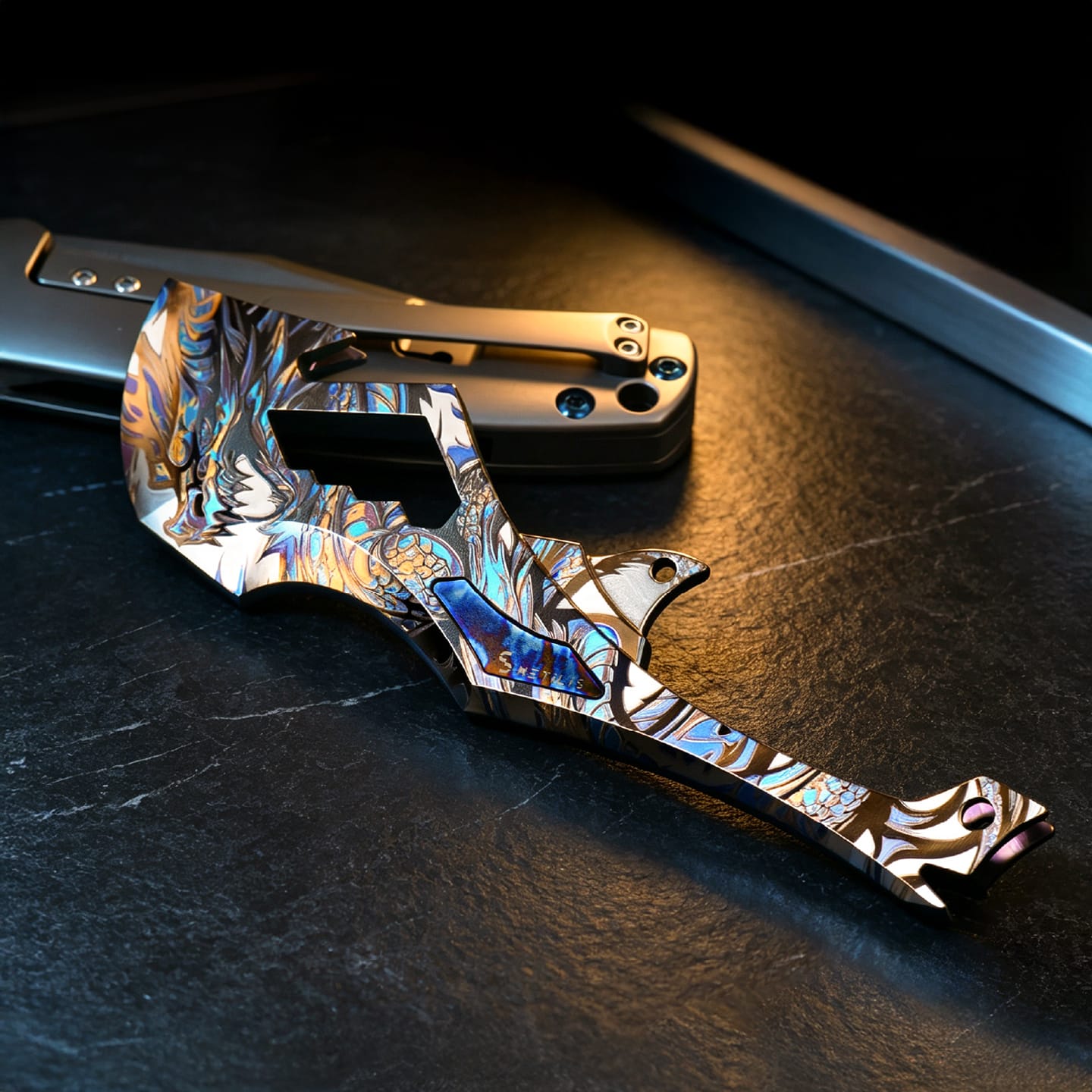 METILIS Multi Tool Depen Tactical Crowbar Titanium+Mokuti (dragon pattern)
