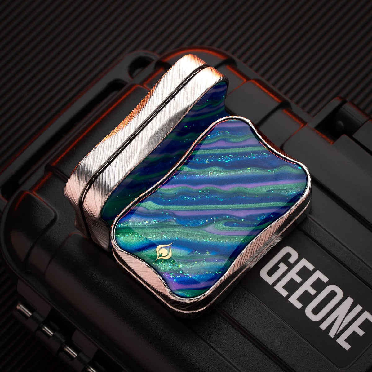 Peacock Fidget Slider Aura Sand Aura Sand / Stainless Steel - Summer Solstice Stone Texture Engraving (Slim Version)
