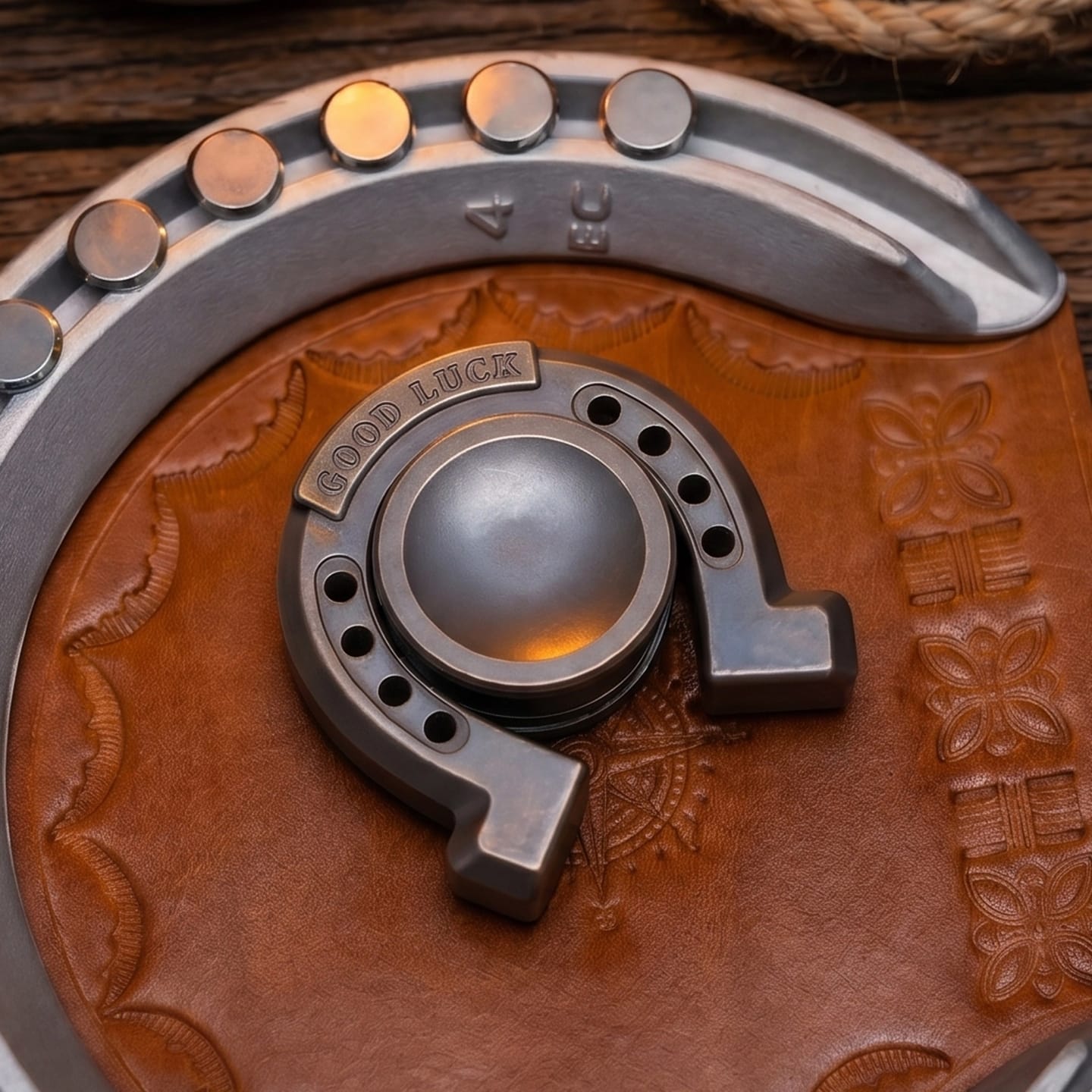 SAO EDC 只禁优惠代码 Lucky Horseshoe Spinner Blasted Zirconium