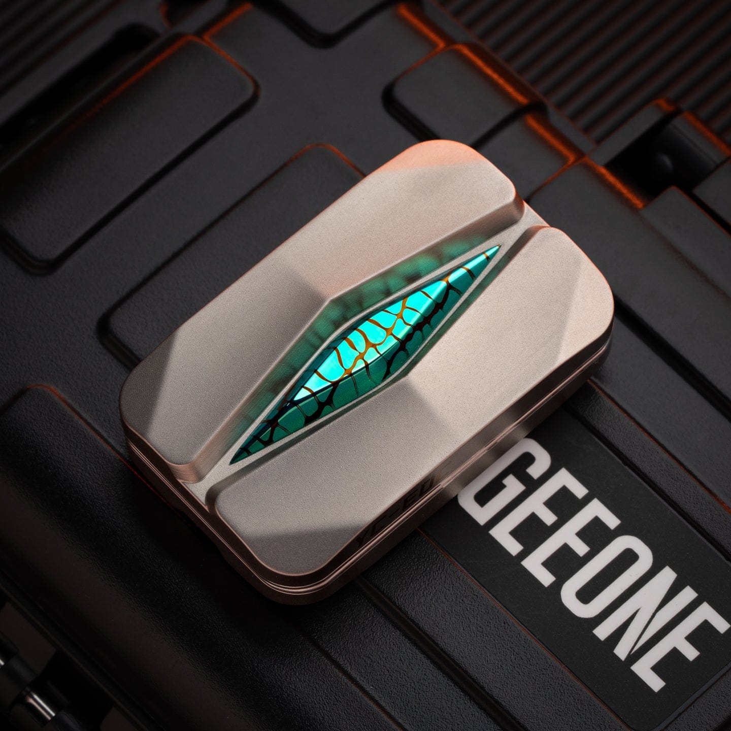 YC EDC Fidget Slider Mountain Titanium+Turquoise pattern plate