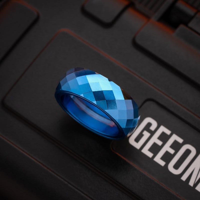 YEDC Fidget Slider Pig Ring (silver diamond) Titanium-blue diamond / size#15