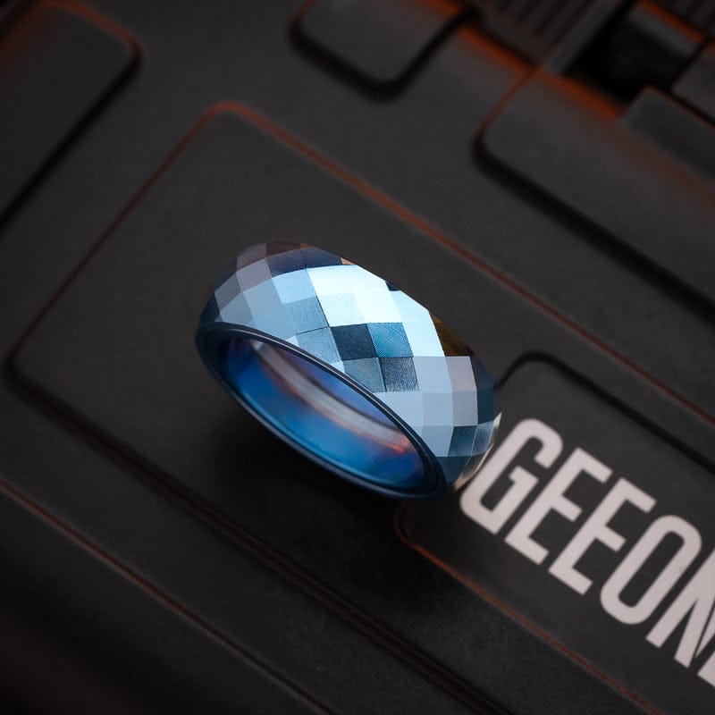 YEDC Fidget Slider Pig Ring (silver diamond) Titanium-ice blue diamond / size#15