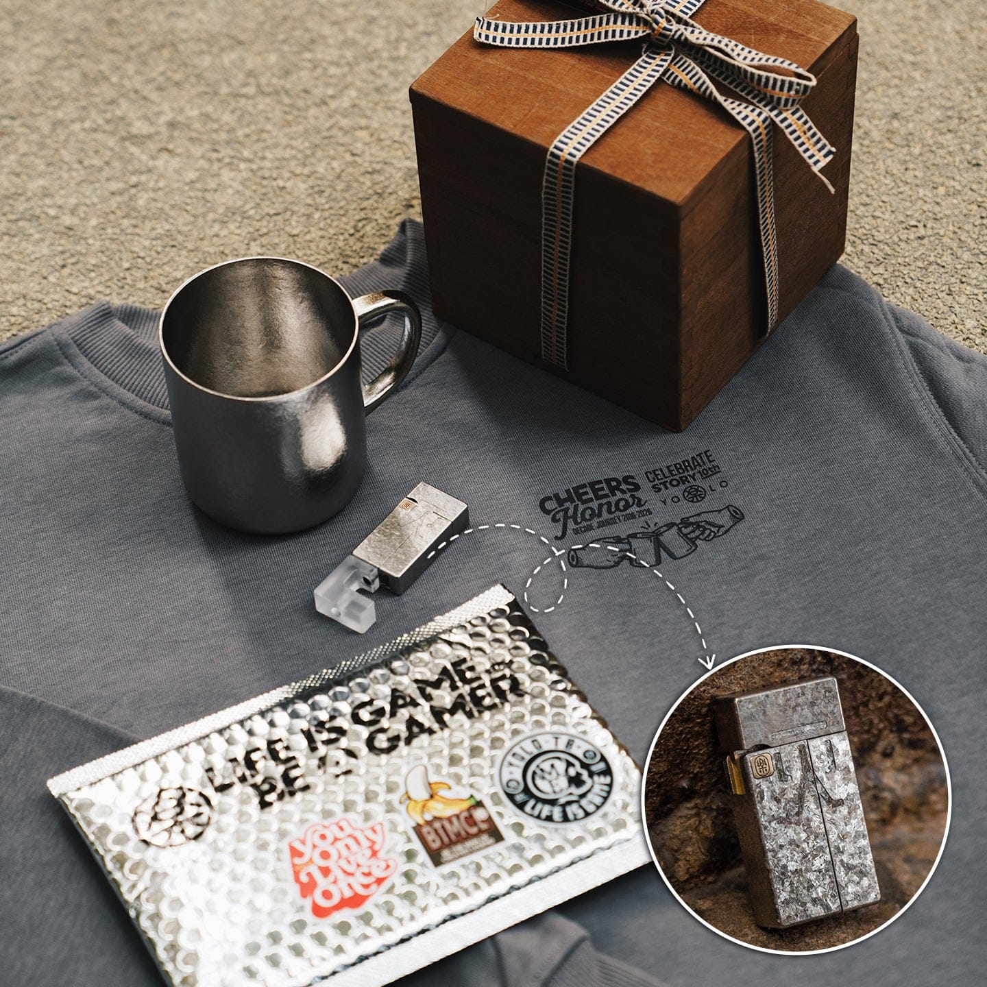 YOLO STUDIO Fidget Slider NO FIRE Crystal Titanium Set (with the cloth and cup)